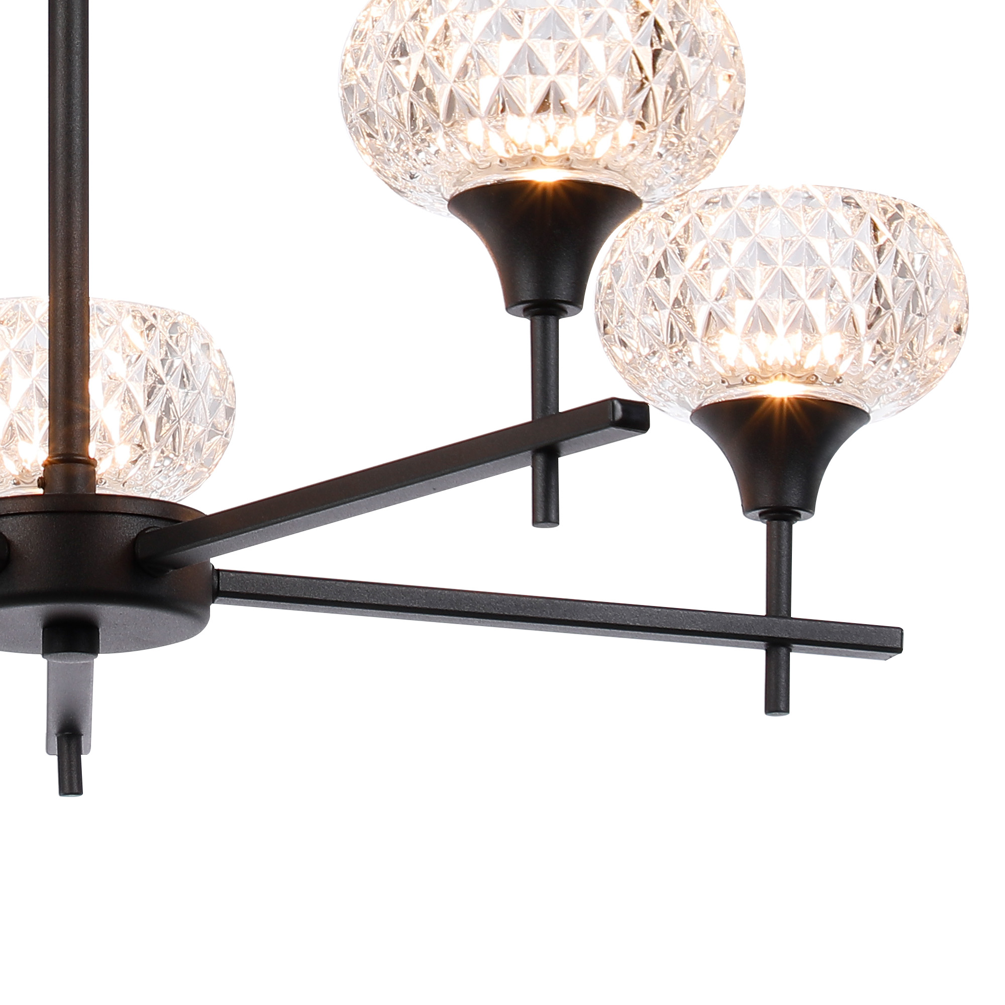 Aria Glass Fixed Pendant 5 Light IP44 Satin Black D0847BL  Deco Aria